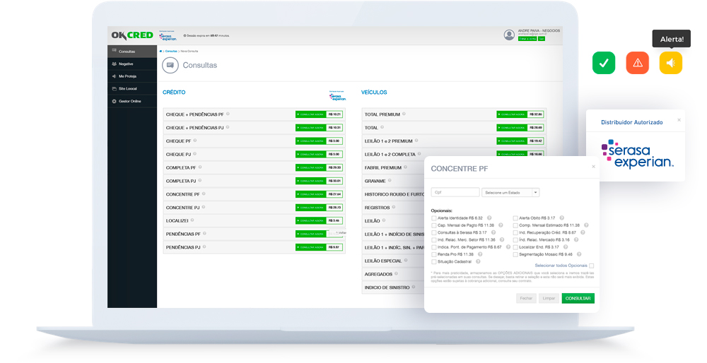 okcred sistema consultas serasa para empresa